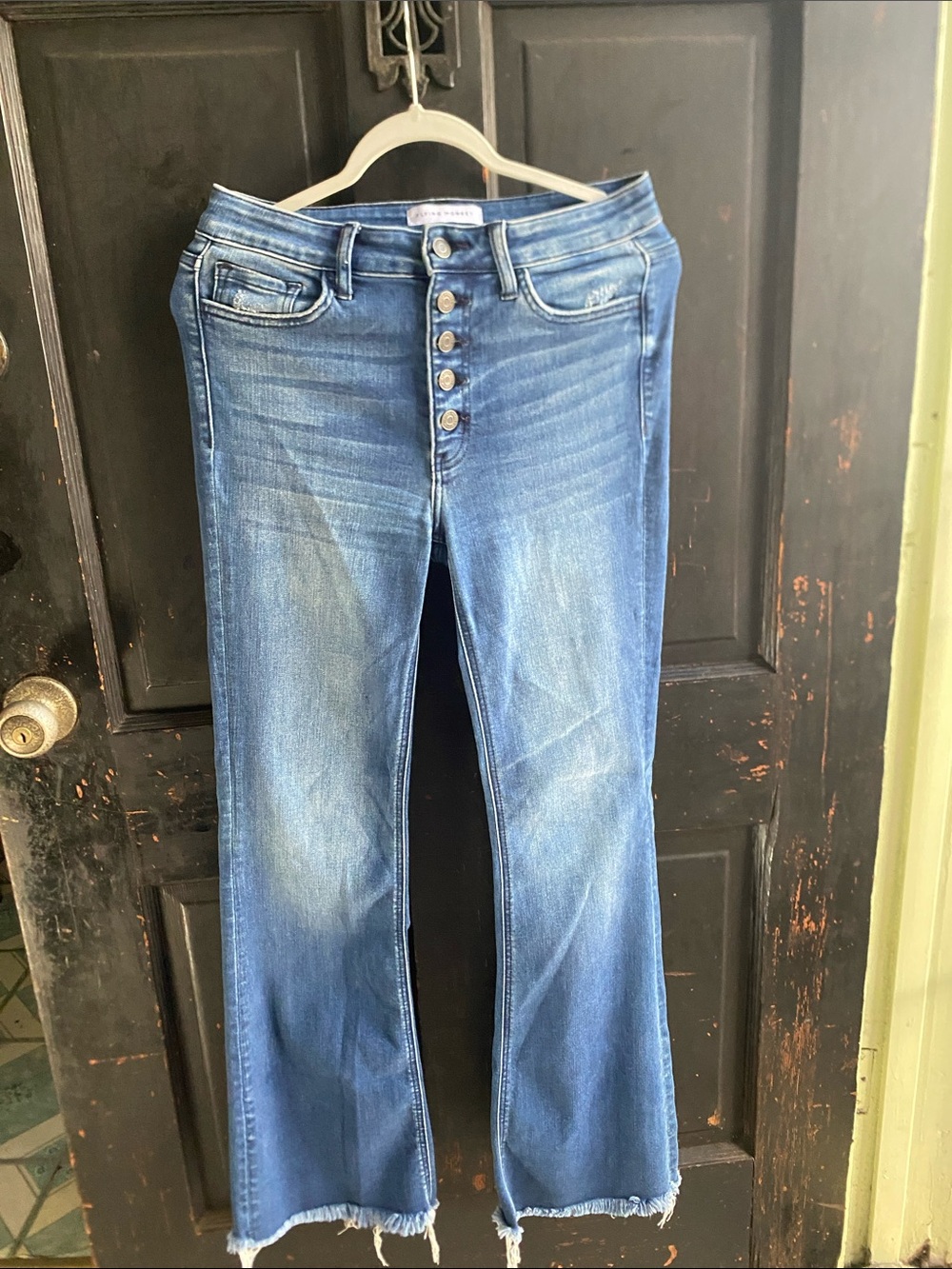 Flying Monkey Medium Blue High-Rise Button-Fly Flare Jeans